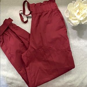 NWT Raspberry colored paper-bag pants/ ski jogger
